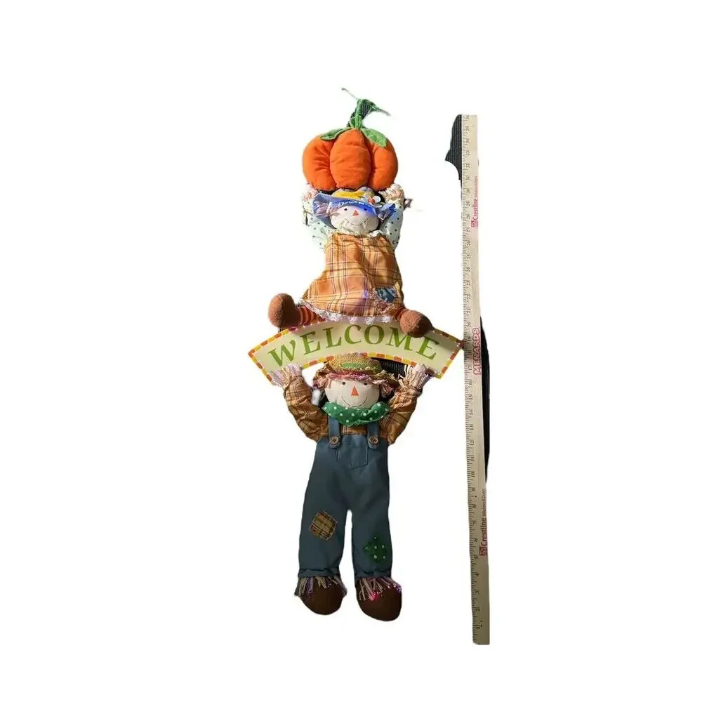 Scarecrows Fiber Optic‎ Light Up Door Hanging Halloween Welcome Decoration READ